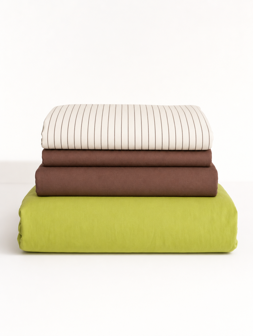 Lime + Brown + Pinstripe Bedsheet Set