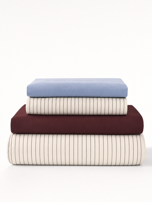 B&W Stripe + Blue & Brown Pillowcase