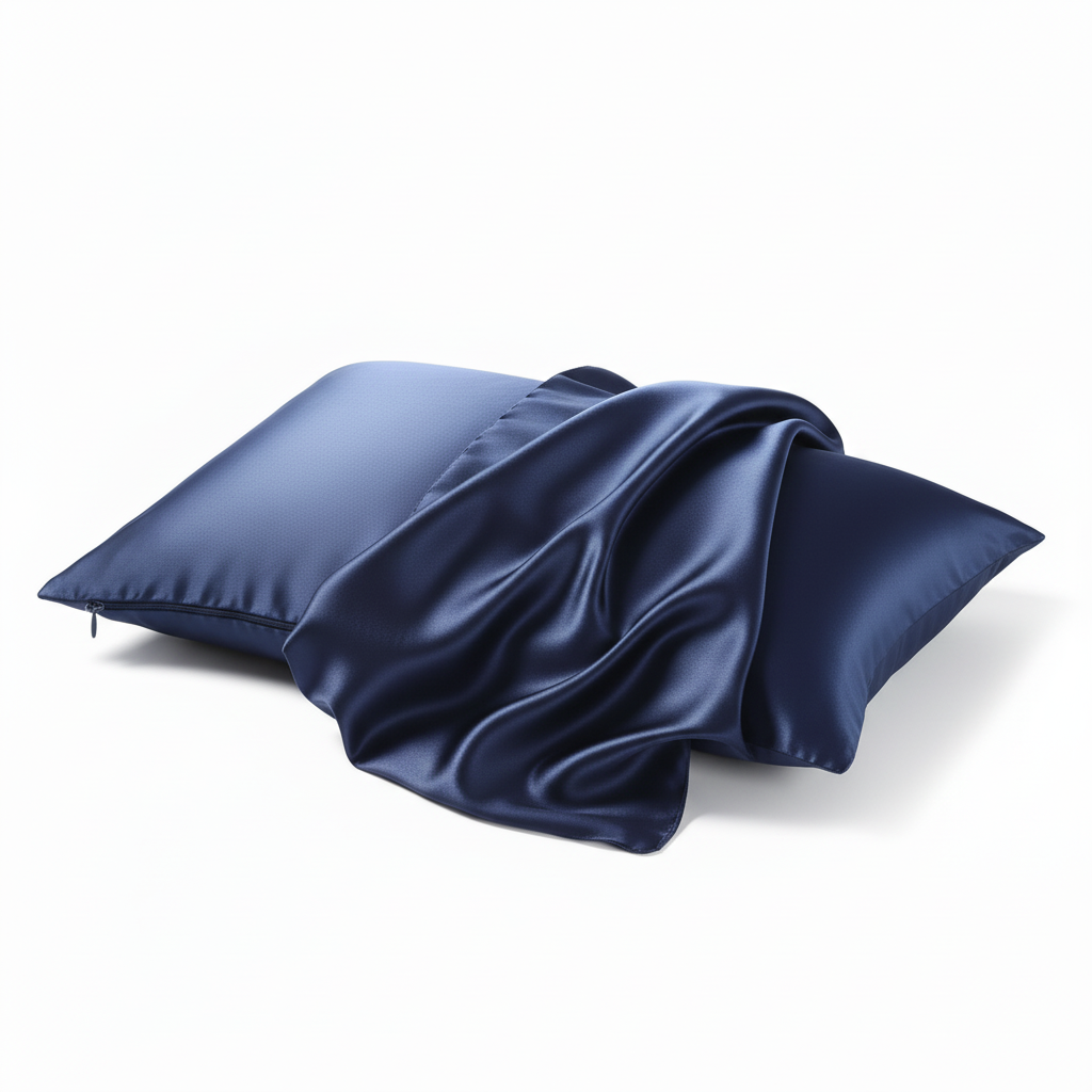 Navy Blue Silk Pillowcase